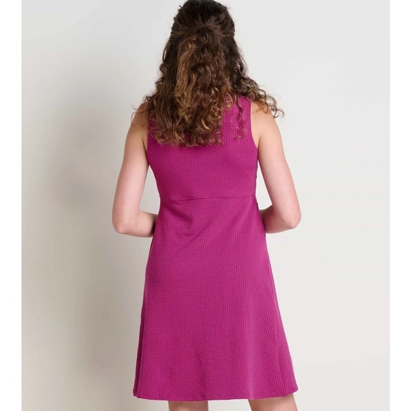 Toad & Co Sleeveless Rosemarie Dress Boysenberry Texture Size XL Magenta - Picture 3 of 9